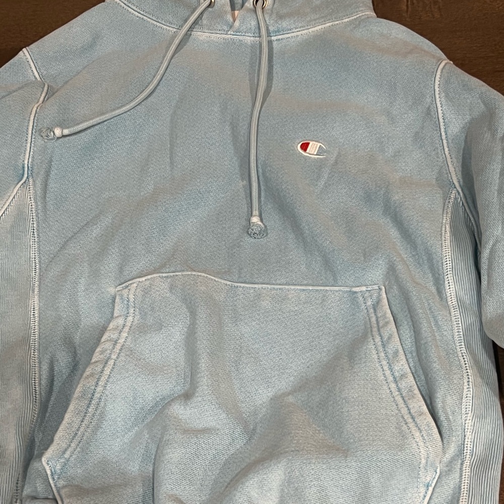 Champion hoodie, light blue, X-Small